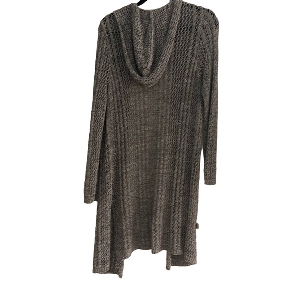 NWOT Splendid Light Weight Crochet Gray Hoodie Duster Sweater. Sz. S. - Picture 2 of 6